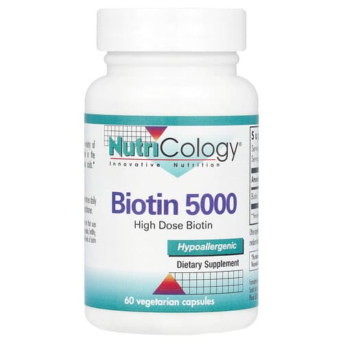 Nutricology, Βιοτίνη 5000, 5.000 mcg, 60 χορτοφαγικές κάψουλες