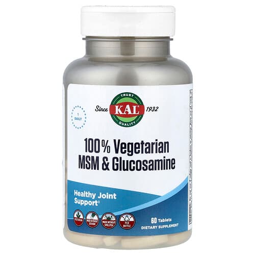KAL, 100% Vegetarian MSM &; Γλυκοζαμίνη, 60 Ταμπλέτες