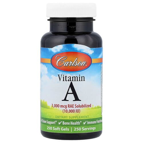 Carlson, Βιταμίνη Α, 3.000 mcg RAE (10.000 IU), 250 μαλακές κάψουλες
