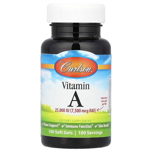 Carlson, Βιταμίνη Α, 7.500 mcg RAE (25.000 IU), 100 μαλακές κάψουλες