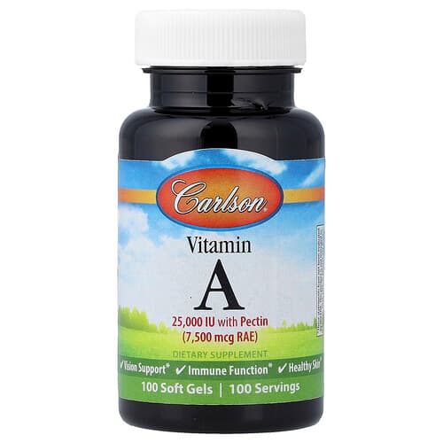 Carlson, Βιταμίνη Α, 7.500 mcg RAE (25.000 IU), 100 μαλακές κάψουλες