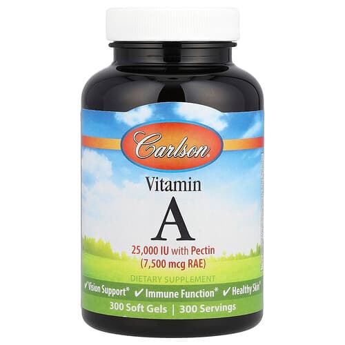Carlson, Βιταμίνη Α, 7.500 mcg RAE (25.000 IU), 300 μαλακές κάψουλες