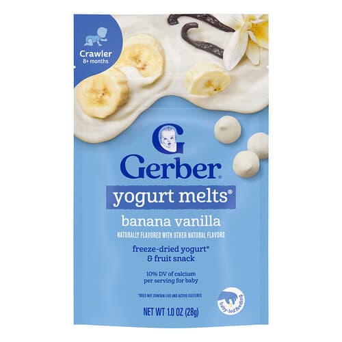 Gerber, Γιαούρτι Melts®, 8+ Μηνών, Μπανάνα Βανίλια, 28 γρ.