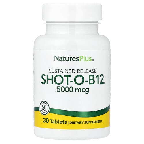 NaturesPlus, Shot-O-B12®, Παρατεταμένης Απελευθέρωσης, 5.000 mcg, 30 Δισκία