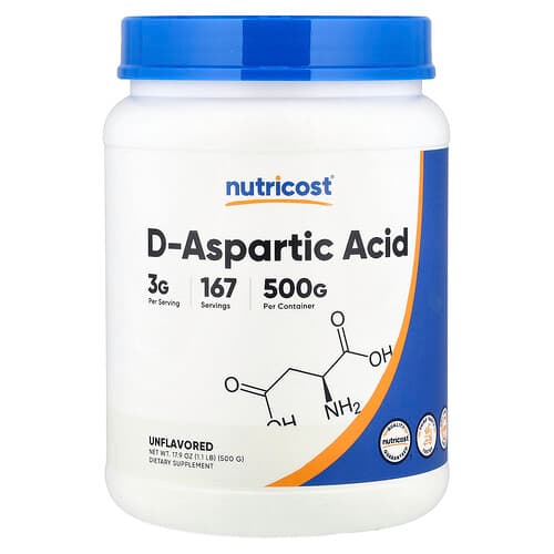 Nutricost, D-Ασπαρτικό οξύ, χωρίς γεύση, 500 g