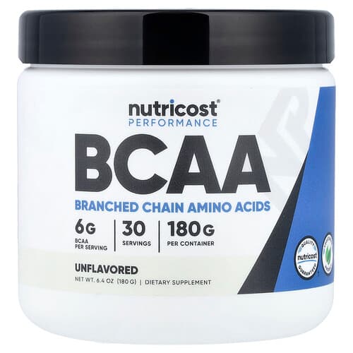 Nutricost, Απόδοση, BCAA, χωρίς γεύση, 6,3 ουγκιές (180 g)