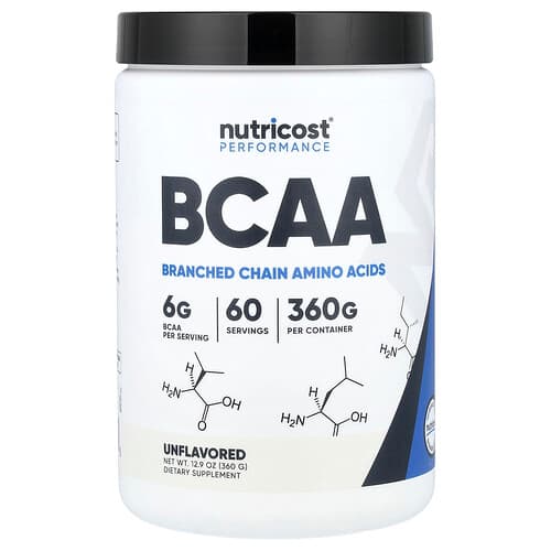 Nutricost, Απόδοση, BCAA, Χωρίς γεύση, 360 g