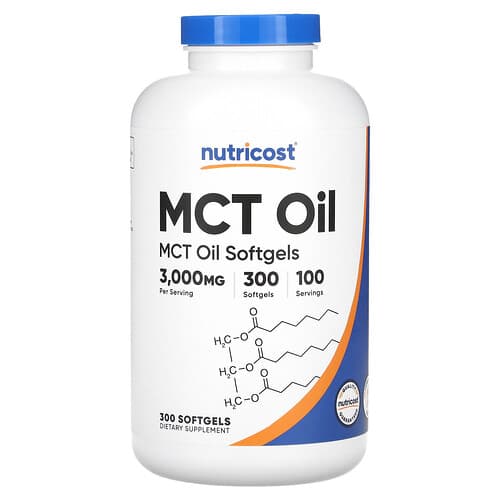 Nutricost, MCT Oil, 300 Softgels (1,000 mg ανά Softgel)