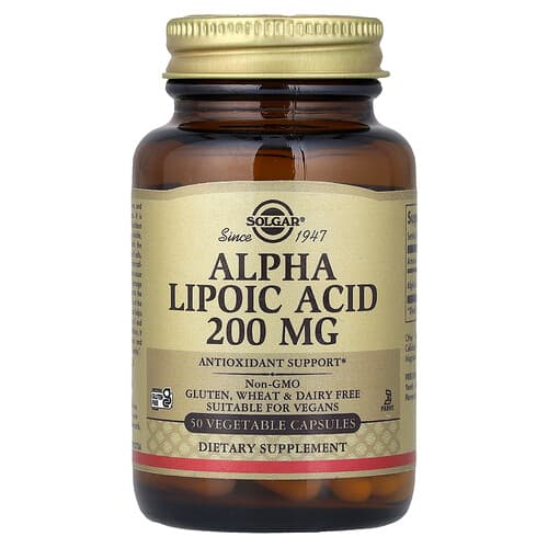 Solgar, Άλφα λιποϊκό οξύ, 200 mg, 50 φυτικές κάψουλες