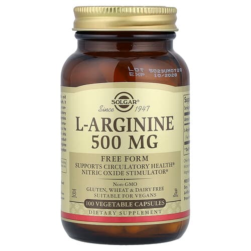 Solgar, L-αργινίνη, 500 mg, 100 φυτικές κάψουλες