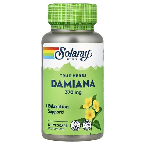 Solaray, True Herbs, Damiana, 370 mg, 100 φυτικές κάψουλες