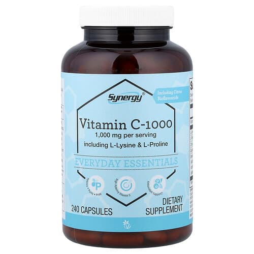Vitacost, Synergy®, Βιταμίνη C-1000 που περιλαμβάνει L-Λυσίνη και L-Προλίνη, 240 κάψουλες
