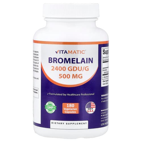 Vitamatic, Βρομελίνη, 500 mg, 180 χορτοφαγικές κάψουλες