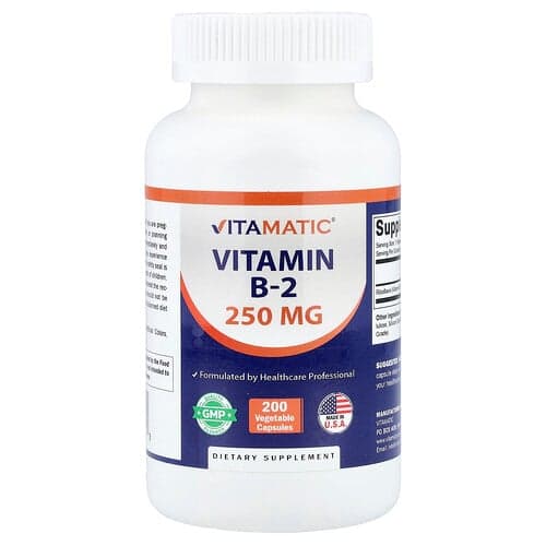 Vitamatic, Βιταμίνη Β-2, 250 mg, 200 φυτικές κάψουλες