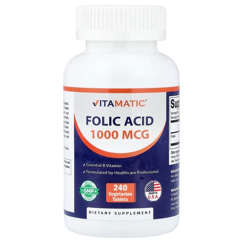 Vitamatic, Φολικό οξύ, 240 χορτοφαγικά δισκία (1.667 mcg ανά δισκίο)