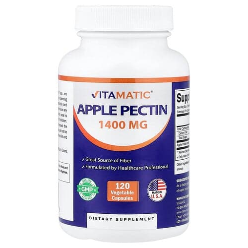 Vitamatic, Πηκτίνη μήλου, 120 φυτικές κάψουλες (700 mg ανά κάψουλα)