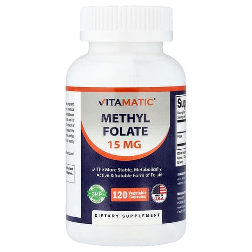 Vitamatic, Φυλλικό οξύ μεθυλίου, 15 mg, 120 φυτικές κάψουλες