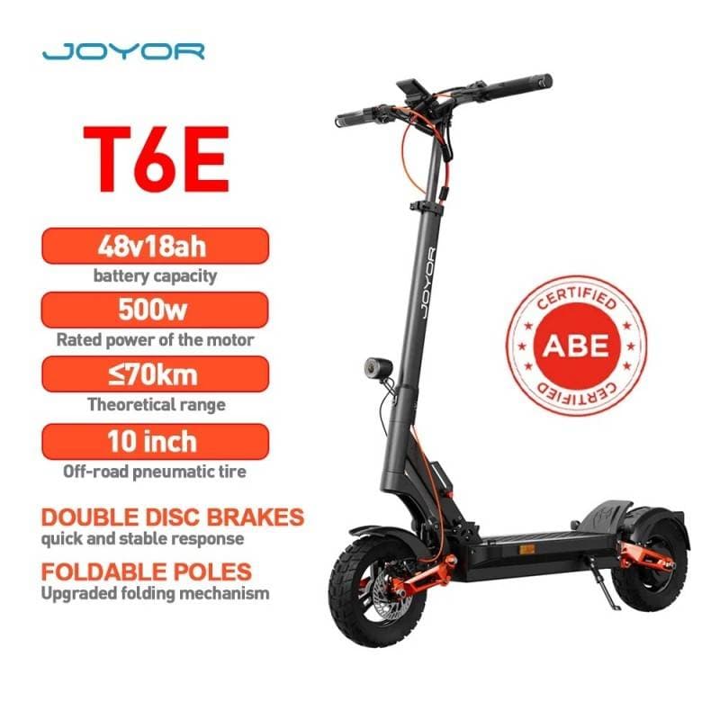JOYOR T6E Adult Electric Scooter 500W Motor 48V18AH Battery E-Mountain E scooter 10" Off-Road Tire Foldable E-Scooter